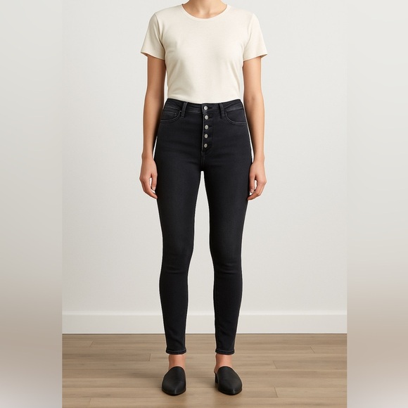 Articles of Society Britney Merced Skinny Jeans 27 Charcoal Gray Button Front - Picture 1 of 12